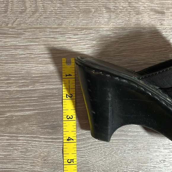 Born Black Leather Buckle Heeled Clogs Mules 8 - Picture 14 of 15